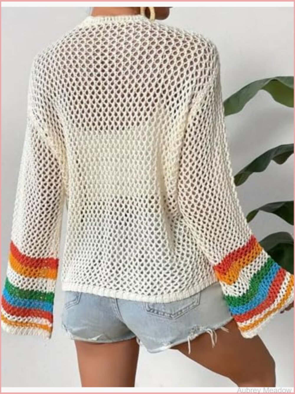 Floral Crochet Cardigan Boho Open Front Long Sleeve Knit Sweater - Picture 2 of 5